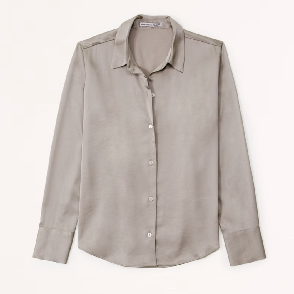 Abercrombie & Fitch Long-Sleeve Satin Button-Up Shirt